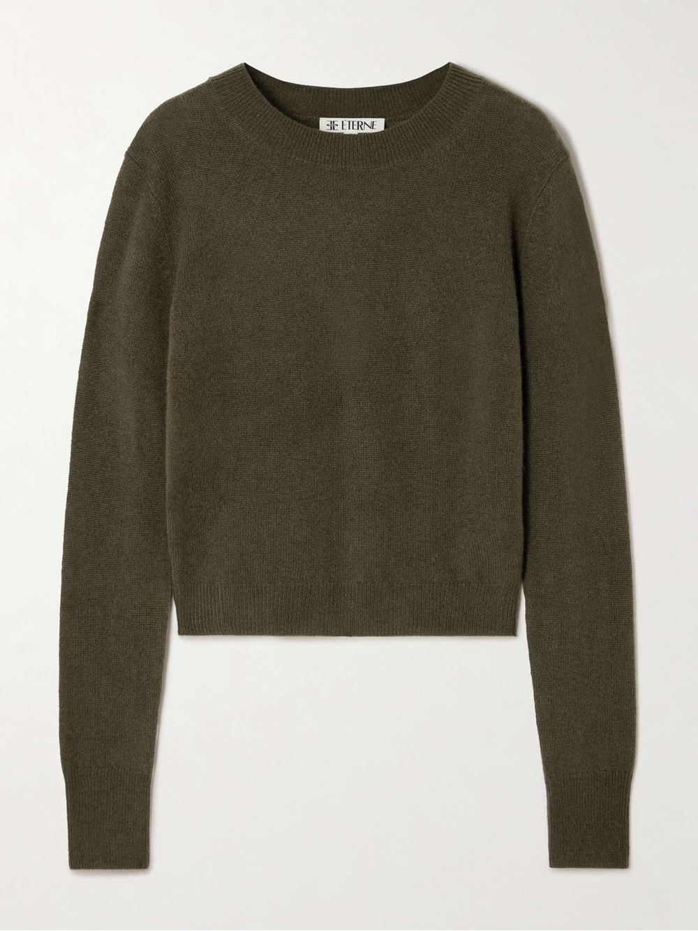ÉTERNE Francis Classic Soft Crewneck Cashmere Sweater Olive & Burgundy 
XS/S M/L